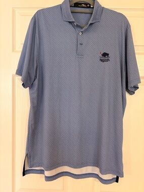 Ralph Lauren Blue Textured Men’s Polo with Subtle Logo